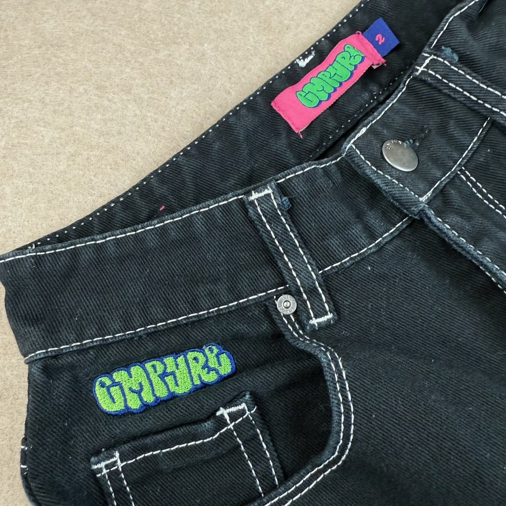 Y2K Empyre Jeans Men's 2 Black Tori Contrast‎ Stitch Carpenter Skater Mid Rise - Picture 6 of 12